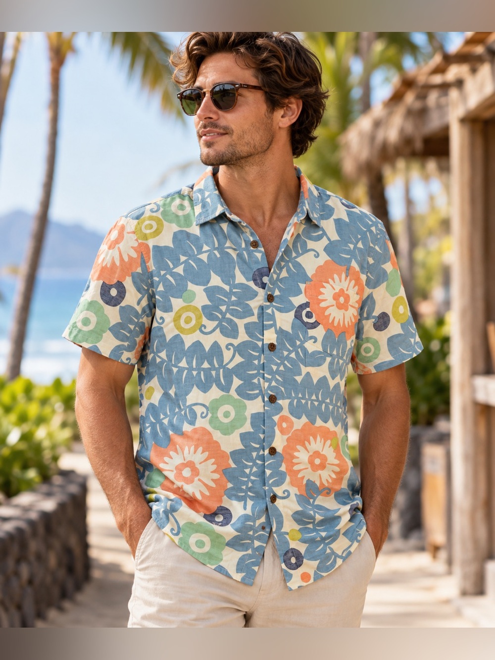 VISSLA Multicolor Floral Short-Sleeve Button-Down Shirt
